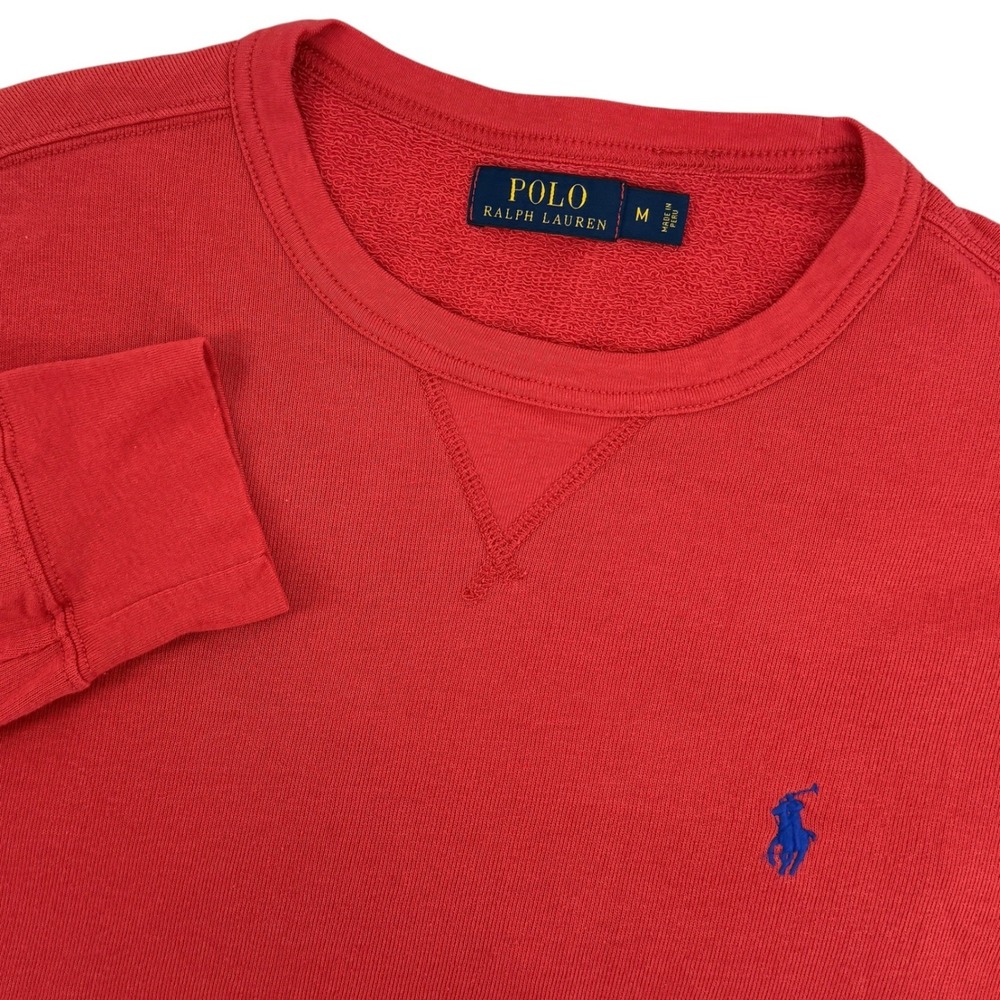 Polo Ralph Lauren Sweatshirt Mens Medium Red Crew Neck Modal Classic Pony Gym